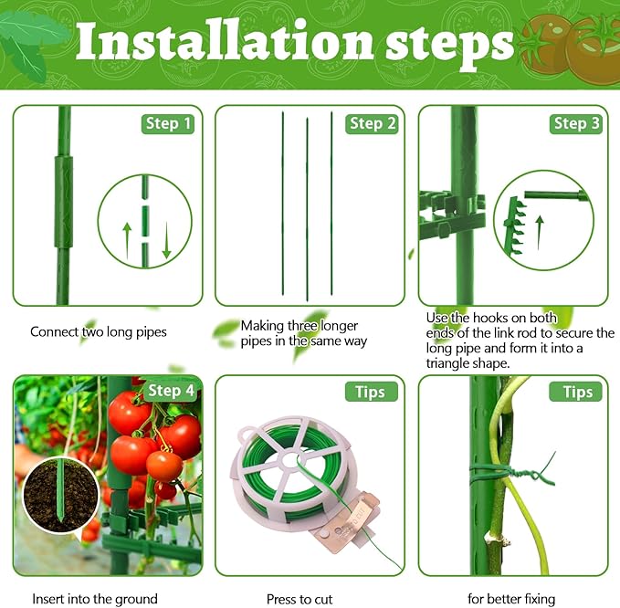 Fabulas 3 Pack Tomato Cages - Tomato Trellis Plant Support Stake Cage for Garden and Pots, Adjustable Tomato Plant Cage Tall Up to 48 Inch for Raised Garden Bed Outdoor Climbing Plants Vegetables