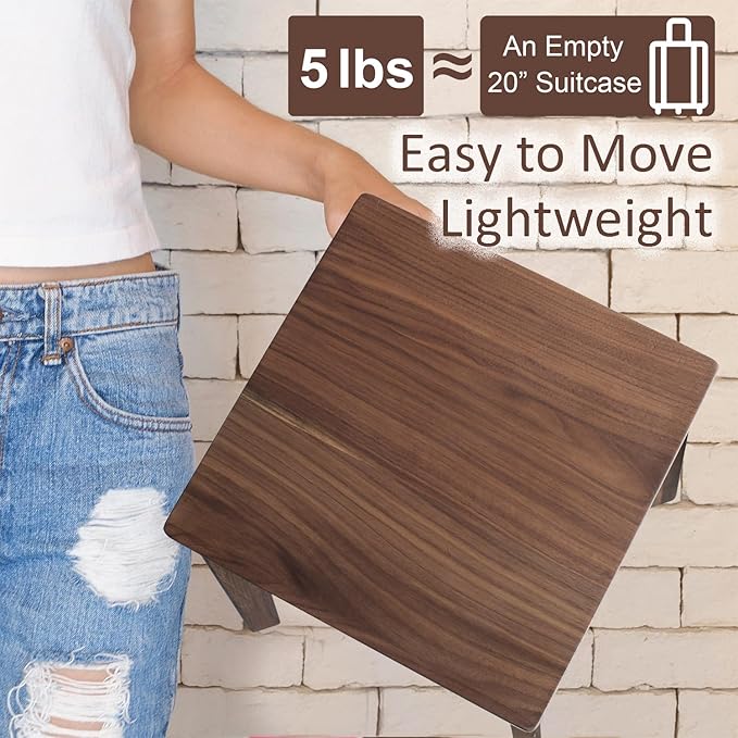 18-Inch Walnut Wood Stool, Stackable Backless Wooden Seating Solution with Square Top Anti-Slip Felt Pad for Kitchen, Rooms, Office, Studio, Garden (1)