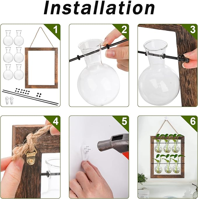 Elsjoy Wall Hanging Propagation Station, Hanging Glass Terrarium Wall Planter Vase for Hydroponics Plants, Home Decor