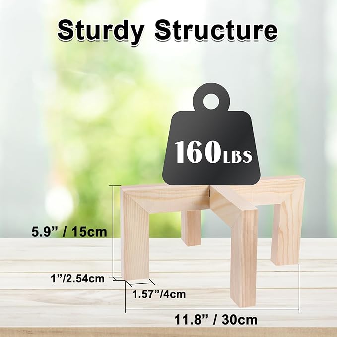 Vigordream Plant Stand, Indoor/Outdoor Wood Plant Holder, Single Flower Pot Stand, Sturdy Planter Stands, Fit 5-15 Inch Pots