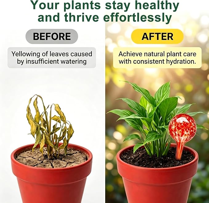 Self Watering Globes, 6 Pack Plant Watering Globes, Glass Automatic Auto Plant Water Bulbs for Indoor & Outdoor Plants,Multicolor Medium, for Daily Use，Vacation Hydration Devices,watering Can Outdoor