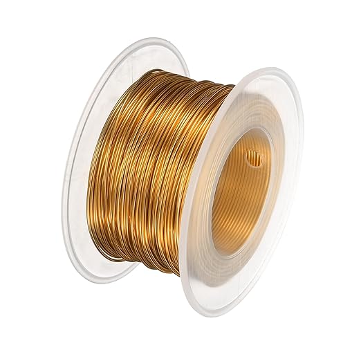 HARFINGTON Bonsai Wire Anodized Aluminum Training Wire Roll 0.8mm Gauge 98ft Length Bendable Bonsai Tree Kit for Garden, Horticulture, Landscape, Planting, Golden