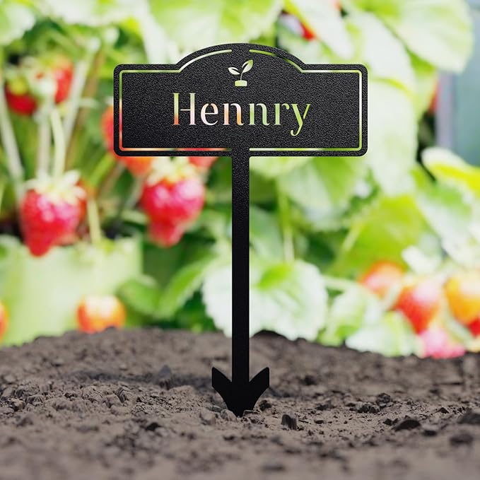 Garden Markers, 4 Pcs Customizable Plant Labels for Herb Garden & Vegetables, Metal Decorative Outdoor Stakes, Seed & Plant Markers for Farmhouse/Greenhouse
