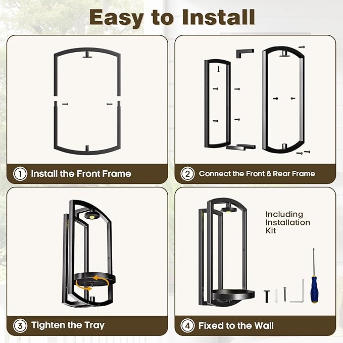 Aisdan Wall Plant Holder, Wall Planters for Indoor Plants with Wireless Remote Lights, Frame Plant Wall Shelves Wall Mounted Plant Holder for Living Room, 2 Pack