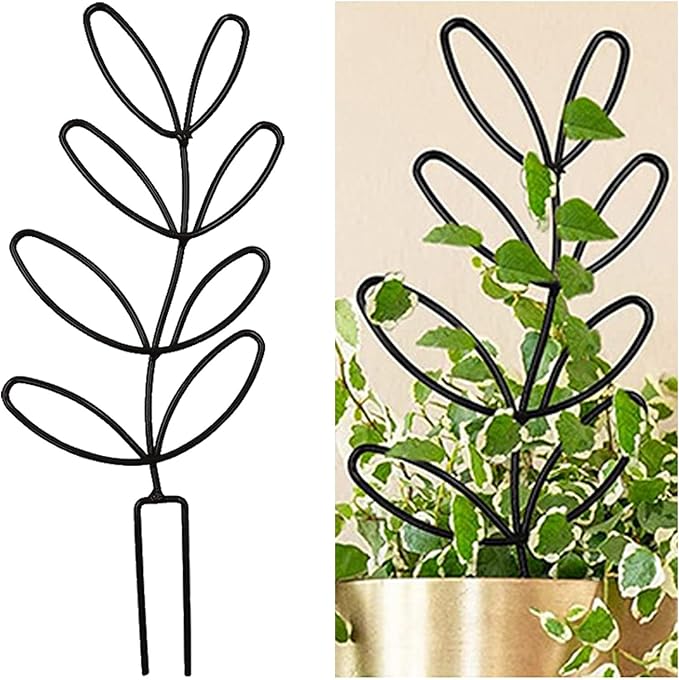 4 Pack Plant Stakes for Indoor Plants, 12.4 Inch Metal Sturdy Stackable Trellis for Climbing Plants Outdoor,Heavy Duty Small Rustproof Metal Trellis for Flower Ivy Vine Rose Hoya Monstera