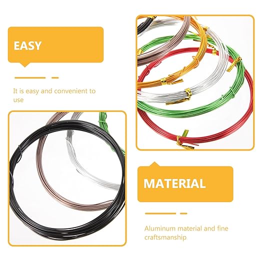 Yardwe 6pcs Bonsai Training Wire Anodized Aluminum Plant Support Wire 1.0mm x 5m Bendable for Garden Use