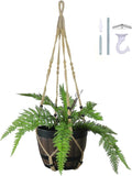 Bouqlife 43 Inches Macrame Plant Hanger Large for 14 inch Pot Extra Long No Tassel Rope Hanging Plant Holder with Ceiling Hook Bohemian Home Décor Brown 1Pack