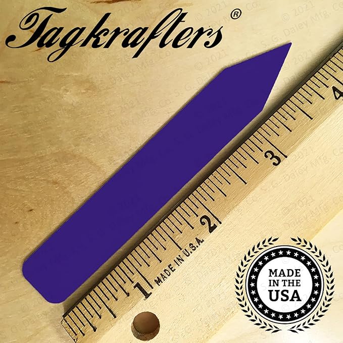 4" x 5/8" Dark Purple Premium Pot Stakes - 300 Pcs - Plastic Plant Tags and Labels - Nursery Garden Tree Labels Waterproof Writeable | Made in The USA |