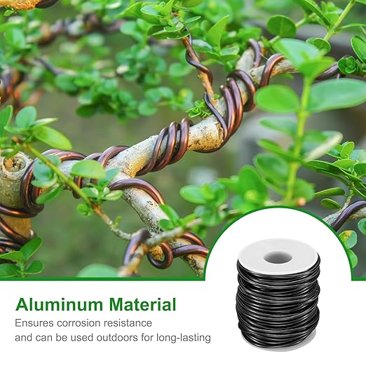 HARFINGTON Bonsai Wire Anodized Aluminum Training Wire Roll 2.5mm/10 Gauge 66ft Length Bendable Bonsai Tree Wire for Garden, Horticulture, Landscape, Planting, Black