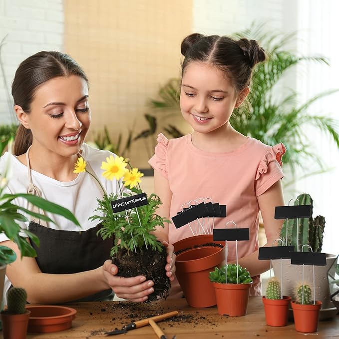Maitys 38 Pcs Metal Plant Labels Garden Markers Outdoor Weatherproof 10.6 Inch Stainless Steel Nursery Tags Reusable Bulk with Pens for Flower Fruit Vegetable Seedling (Black Label with White Ink)