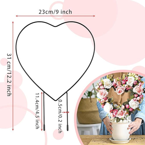 2 PCS Small Trellis for Potted Plants Outdoor Indoor, Metal Stackable Garden Trellis Houseplant Wire Stake with Black Rust Proof Coating for Decorative Vines Flowers Ivy Plant Support (Heart, 12in)