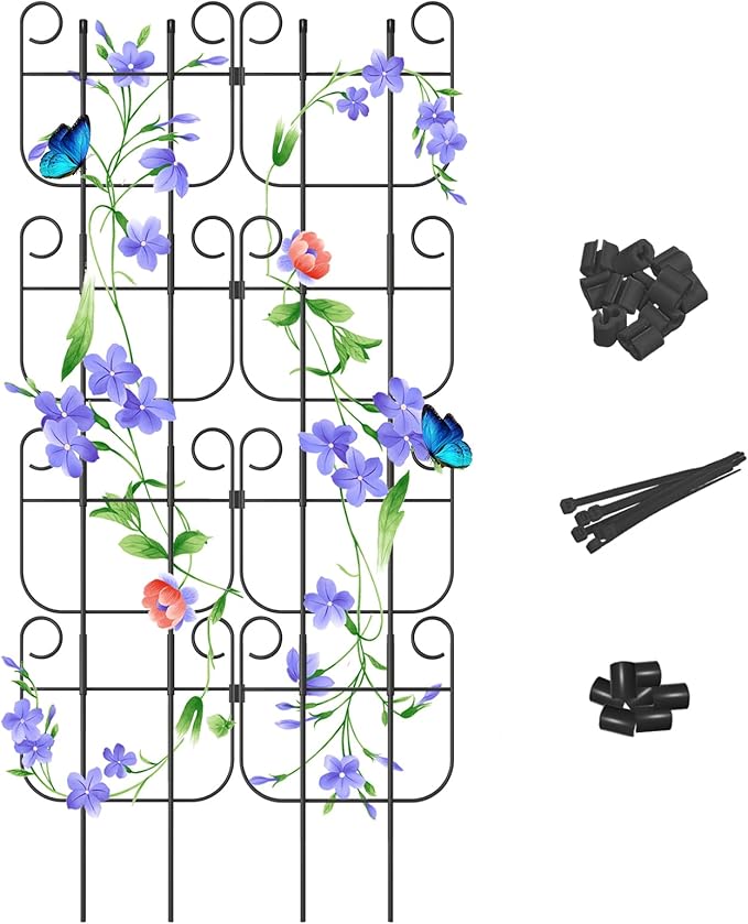 8 Pack Trellis for Climbing Plants Indoor, Expandable Small Metal Trellis for Potted Plants, Flowers Vine Ivy, Sturdy Houseplant Pothos Plant Climber Support