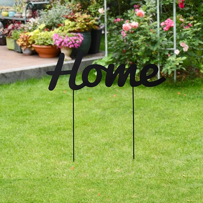 Metal Letters Garden Stakes Yard Art Word Sign Lawn Decoration Indoor Outdoor Plant Pot Decor Decorative Stick for Patio Pathway Flower Bed (home)