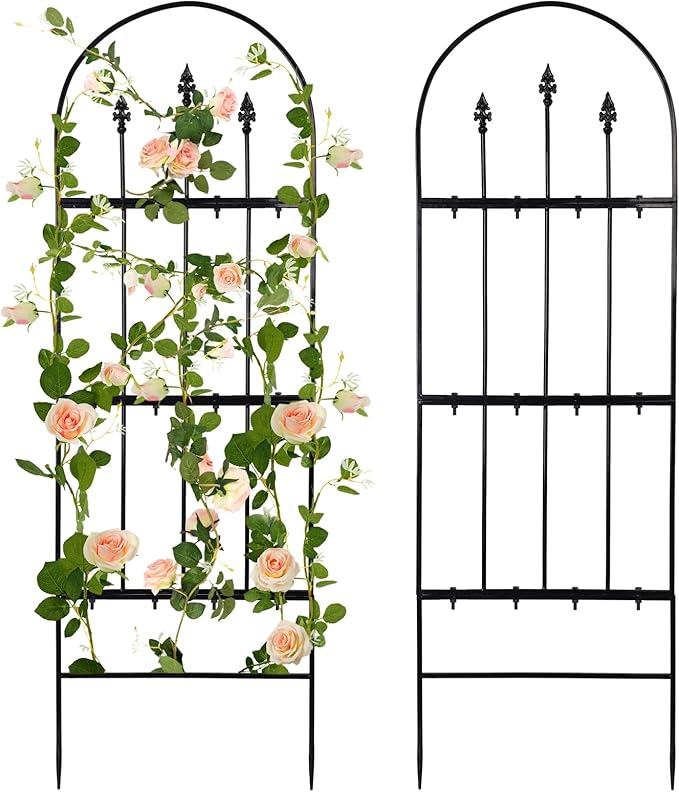 2 Pcs Garden Trellis for Climbing Plants Outdoor - 47'' H x 15.7'' W Rustproof Plant Metal Support Wire, Decorative Lattice Panels for Climbing Vine Rose Ivy Cucumbers Flowers
