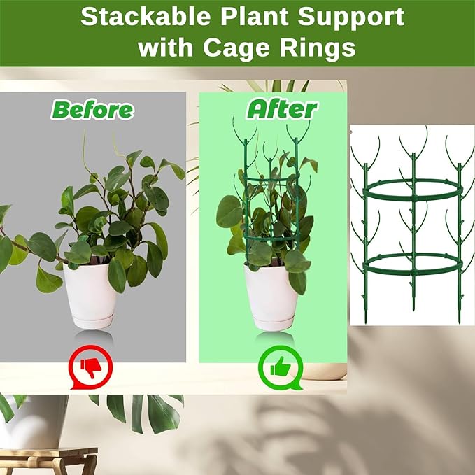 10 Pack Stackable Monstera Plant Support Stakes, Climbing Plants Support Monstera Trellis for Indoor, Alternative to Moss Pole (25inch/10 Pack)