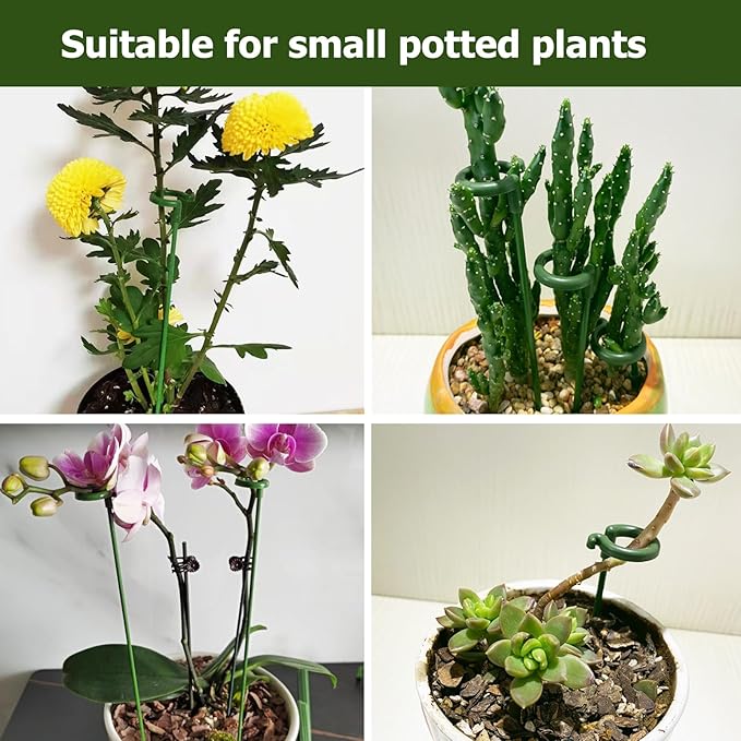 Pack of 30 Small Plant Stakes for Indoor Plants 3 Size 6.7/10.6/14.5/ Inches Single Stem Plant Support Stakes for Phalaenopsis/Orchid Flower/Roses/Chrysanthemum/Succulent(with Clips&Twist Tie)