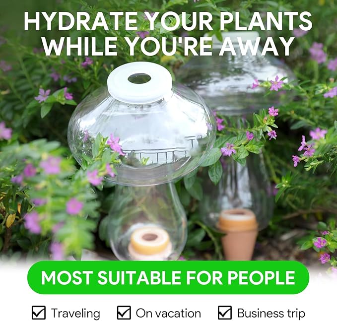 3Pcs Self Watering Globes Mushroom & Wash Bottle,Plant Watering Globes,Self Watering Planter Insert,Automatic Plant Waterer Indoor,Plant Watering Devices,Plant Water Globes,Watering Bulb