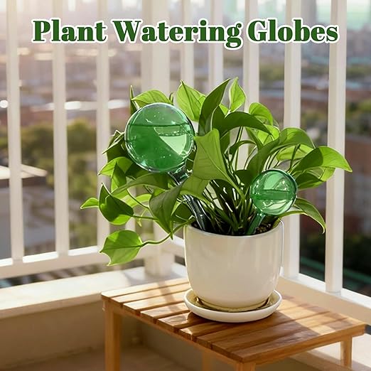 10 Pcs Self Watering Globes, Plant Watering Globes Automatic Watering Bulbs for Indoor Outdoor, Vacation Potted Plant Care Water Conservation Device (Green)