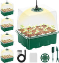 Seed Starter Tray with Grow Light, 5 Pack 60 Cells Seed Starter kit with Humidity Dome and Base, Plant Seedling Trays Indoor Greenhouse Gardening (Green 5 Pack)