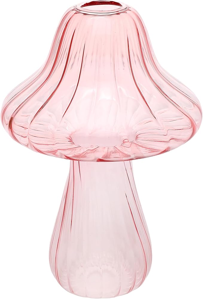 Mushroom Glass Vase Propagation Stations Flower Vases Home Decor Mushroom Planter Cute Vases Garden Decoration Set of 2