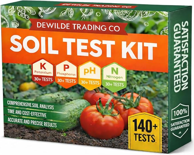 Soil Test Kit -140 Test- 2026 Version- Testing PH Ammonia Nitrogen Phosphorus and Potassium - Tester for Your Vegetable Garden Lawn and Soil
