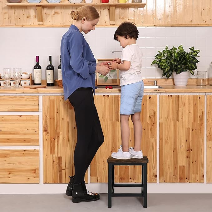 YINMIT Step Stools for Adults and Kids, Wooden Small Step Stool with Non-Slip Feet, Rectangular Stepping Stool for High Bed, Using for Bedroom, Kitchen and Living Room, Hold Up to 500 lbs