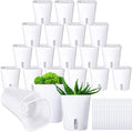 20 Sets 3" Self Watering Pots, White Self Watering Planters for Indoor Plants, Small Plastic Self Watering Garden Pots with Level Indicator and Vents for House Plants, Flowers