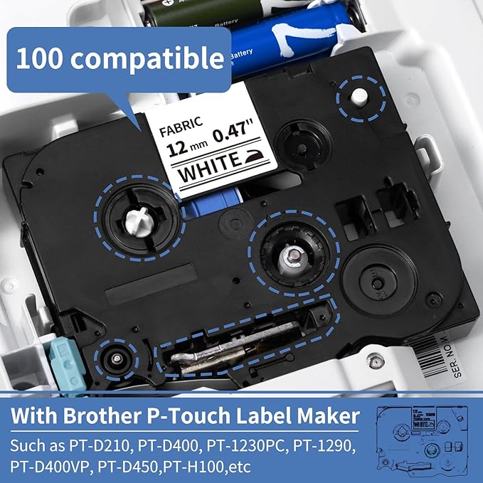 Freshworld Replace for Brother Fabric Iron-On Cloth Label Tapes 12mm 0.47"x 3m TZ Fabric Tape Colored TZe-FA231 TZe-FA3 TZe-FA3R Black/Blue/Red on White Compatible with Brother Ptouch D210 400AD H100