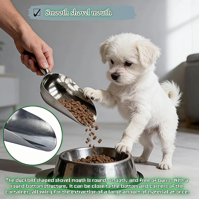 2-Pack Heavy Duty Ice Scoop, 12oz Commercial Grade Cast Aluminum Kitchen Scoop with Ergonomic S-Handle, Rust-Proof Scooper for Ice, Candy, Popcorn, Coffee Beans, Flour, Pet Food & Dry Goods