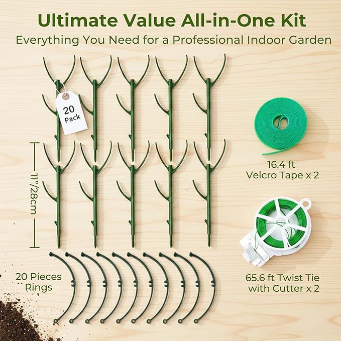 Monstera Plant Support Stakes Indoor - 20 Pack Stackable Garden Trellis for Potted Climbing Pothos Support - Durable All-in-One Tall Plant Sticks Pole for Modern Home Gardening (20 Pack)
