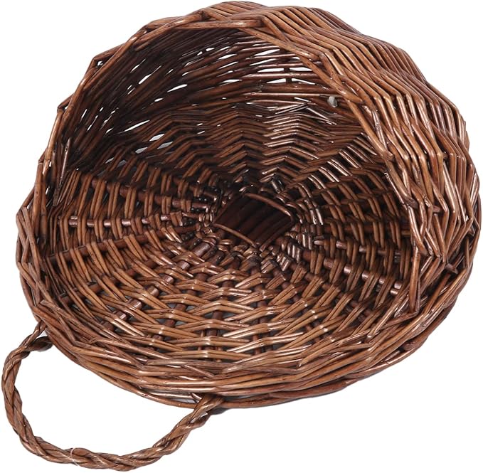 JJSQYLAN JJSQ Handmade Woven Wicker Hanging Storage Basket, Wall Decorations for Home Garden Wedding, Brown, 14.2×11.8×4.7 inch