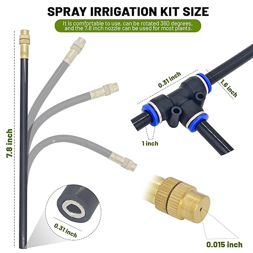 Thiswing 360° Adjustable Drip Irrigation System - 50 FT Garden Watering System with 16 Nozzles, Raised Bed Sprinkler Irrigation System, Garden Mister for Yard, Lawn, Plants, 5/16" Tubing