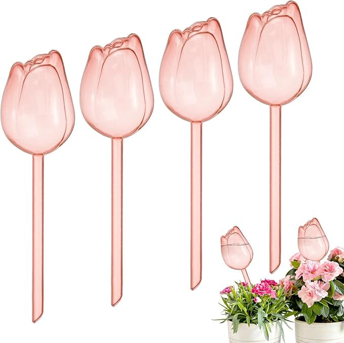 M METERXITY 4-Pack Plant Watering Globes, 9.4 Inch Plastic Self Watering Planter Insert for Indoor/Outdoor Plants, Self Water Devices [Champagne]