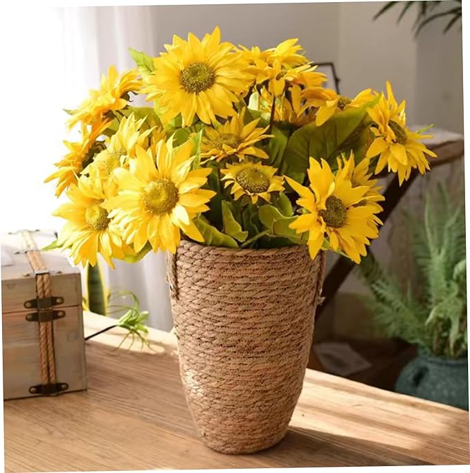 3PCS Rattan Planter, 3 Sizes Seagrass Woven Plant Basket with Waterproof Liner, Plant Baskets Indoor with Handle for Balcony Home Decoration, Woven Basket for
