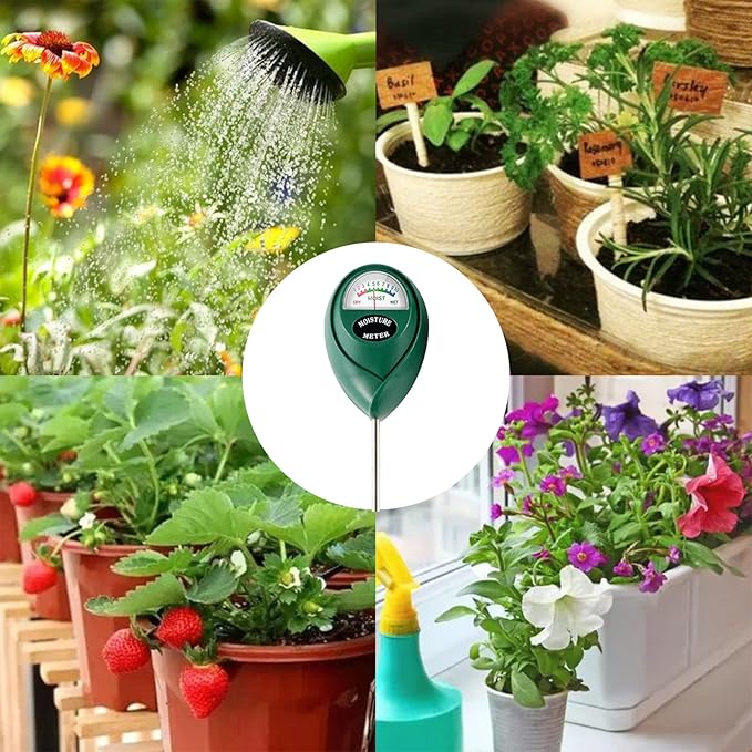 Extended Long Probe Soil Moisture Meter, 2 Pack Plant Water Meter Soil Meter Moisture Sensor Hygrometer for Indoor Outdoor Plant Care,No Battery Needed(Green)