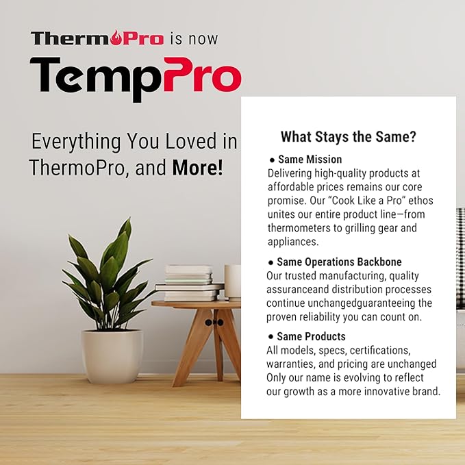 TempPro Indoor Outdoor Thermometer Wireless, 500 ft Outside Thermometer with Cold-Resistant Sensor, Outdoor Thermometer Waterproof for Patio with 3.3" LCD Backlit Display (Previously ThermoPro)