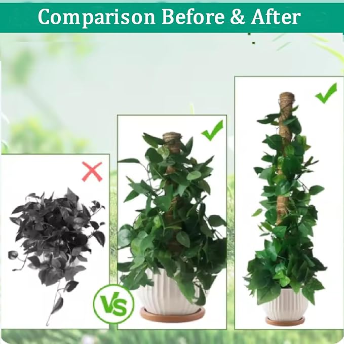 Moss Pole, 31.5" Bendable Moss Pole for Plants Monstera, Tall Moss Poles for Climbing Plants Indoor DIY, Coir Plant Pole Sticks Support Stakes for Potted Plants, Pothos, Philodendron,2 Pack