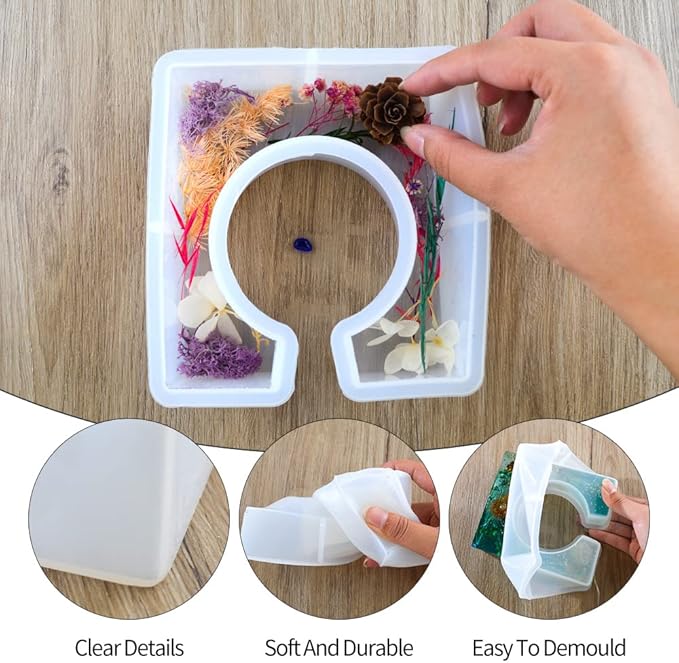 Plant Propagation Station Epoxy Resin Mold, Modern Square Geometric Vases Silicon Cement Moulds with Plastic Flower Plant Pot,Home Office Art Handmade