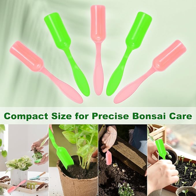 M METERXITY 10-Pack Mini Gardening Shovel Spoons, Plastic Garden Soil Scoops for Cultivation Digging Transplanting/Flower Planting/Plant Succulent, Colorful Small Gardening Tools [Pink, Green]