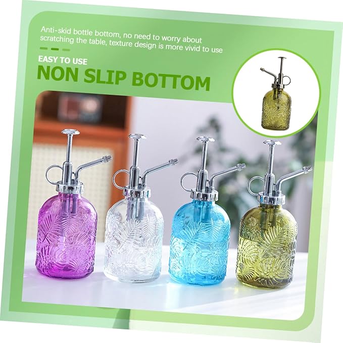 Toyvian 350ml Glass Plant Mister Spray Bottle Leaf Pattern for Indoor Gardening and Potted Plants Hand Pump Sprayer for Watering and Moisturizing