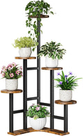 Yzosvki Corner Plant Stand Indoor, 6 Tiered Corner Plant Shelf Flower Stand for Multiple Plants, Plant Shelves Organizer Rack for Living Room, Balcony, Patio, Garden, Round Rustic Brown