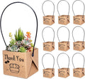 100PCS Thank You Succulent Wrap, Fits 2 Inch Pots Succulent Wrap Bag with Plastic Handle Kraft Paper Sleeve Succulent Tags for Shower Party Favors Ideas (100PCS-Thank You)