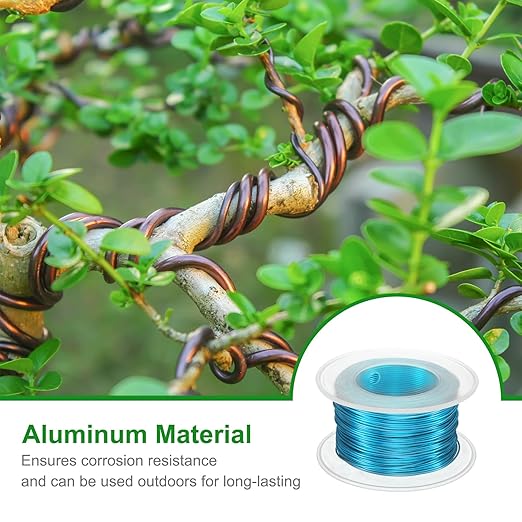 HARFINGTON Bonsai Wire Anodized Aluminum Training Wire Roll 0.8mm Gauge 98ft Length Bendable Bonsai Tree Kit for Garden, Horticulture, Landscape, Planting, Sky Blue