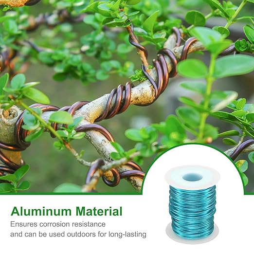 HARFINGTON Bonsai Wire Anodized Aluminum Training Wire Roll 1.5mm/15 Gauge 98ft Length Bendable Bonsai Tree Wire for Garden, Horticulture, Landscape, Planting, Lake Blue
