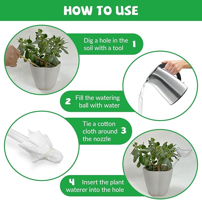 jabrand 6pcs Self Watering Planter Insert Bird Shape, Clear Plant Watering Globes Spike Devices for Indoor Outdoor Plants, Gift for Plant Lovers