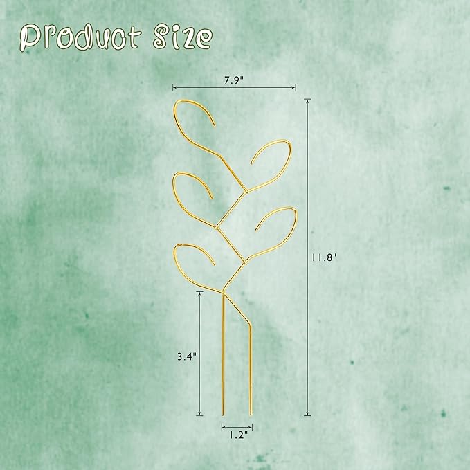 2 Pcs Metal Leaf Shape Garden Trellis for Climbing Plant, Potted Plants, Mini Plants, Indoor Plants Trellis, Home Plant Tool, Plant Lover Gifts Ideas for Garden Potted, Hoya, Pothos, Monstera(Gold)
