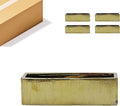 WGVI Long Rectangle Ceramic Planter Vase in Gold Etched 14" x 4" x 4"H, Rectangular Box Block Terrarium Pot, Flower Arrangement, Tabletop Centerpiece, Home Decor Organization Container, 4 Pcs.