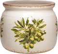 Xiaan Jiaju Mediterranean Ceramic Plant Pots with Olives Branches Pattern, 6 Inch Tuscan Planter for Indoor Plants, Rustic Farmhouse Home Kitchen Decor, Tuscan Vase for Centerpiece, Olive Green