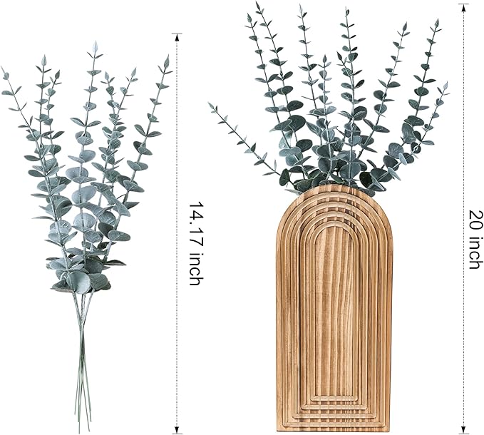 DREAMLOOM 2 Pack Wooden Wall Vases with Eucalyptus Artificial Plants, Wall Hanging Planters Boho Modern Farmhouse Indoor for Narrow Spaces Entryway Bathroom Home Office Decoration, Black