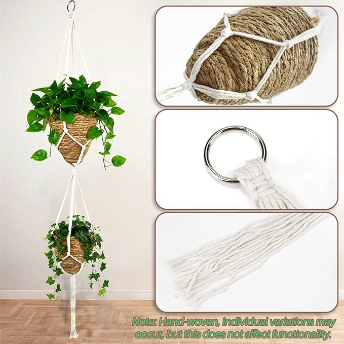RAINFLOW Macrame Plant Hanger - 5 PCS Hanging Planters for Indoor Plants Outdoor Decorative Flower Pot Holder Wall Decor Living Room Boho Home Decor Set of 5 35"/41"/55" 3 Size Pots Not Included